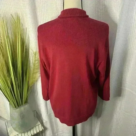 Chicos Women’s 2 US L Christmas Red Blouse Turtleneck Long Sleeve Tunic Top - Picture 7 of 13